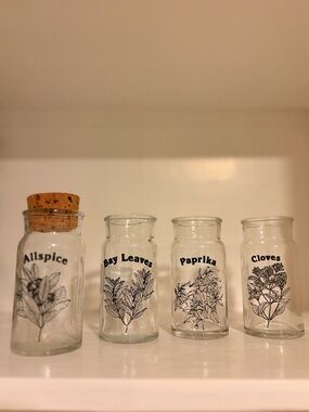 Vintage set of 4 Wheaton Glass Spice Jars